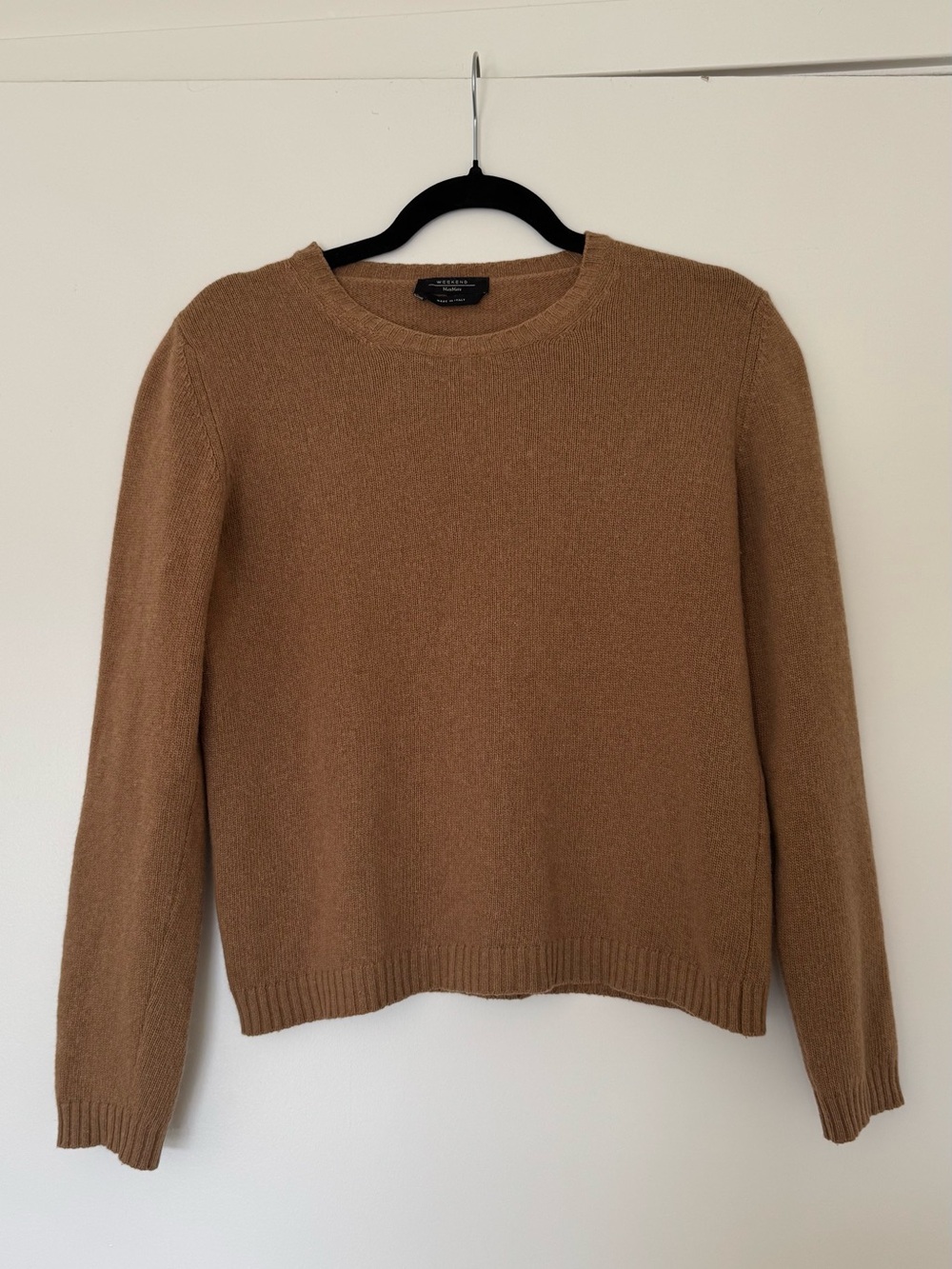 Weekend Max Mara Tan Crew Neck Sweater Wool Angora Cashmere Size Small